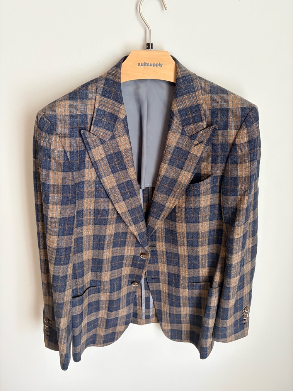 Suitsupply Navy and Brown Plaid Sport Coat